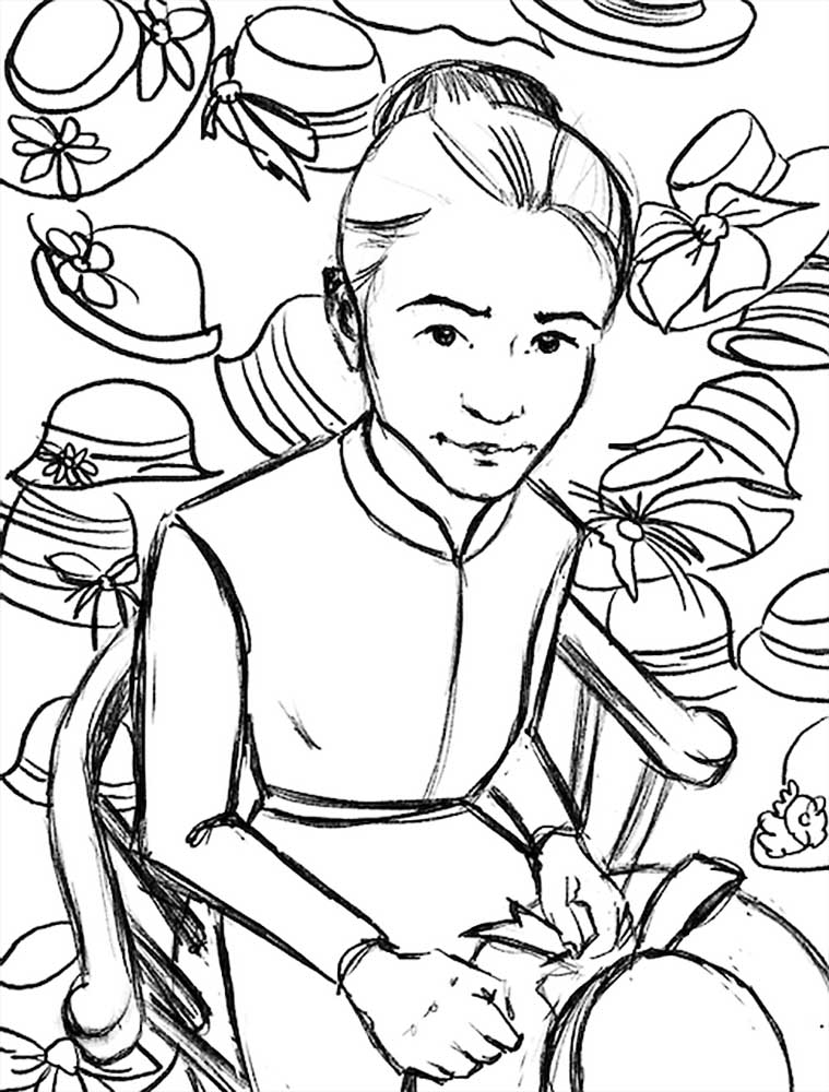 Sophie in a Hat shop sketch